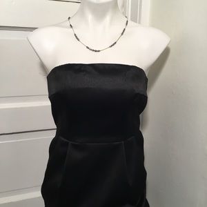 Express Black Satin Strapless Dress